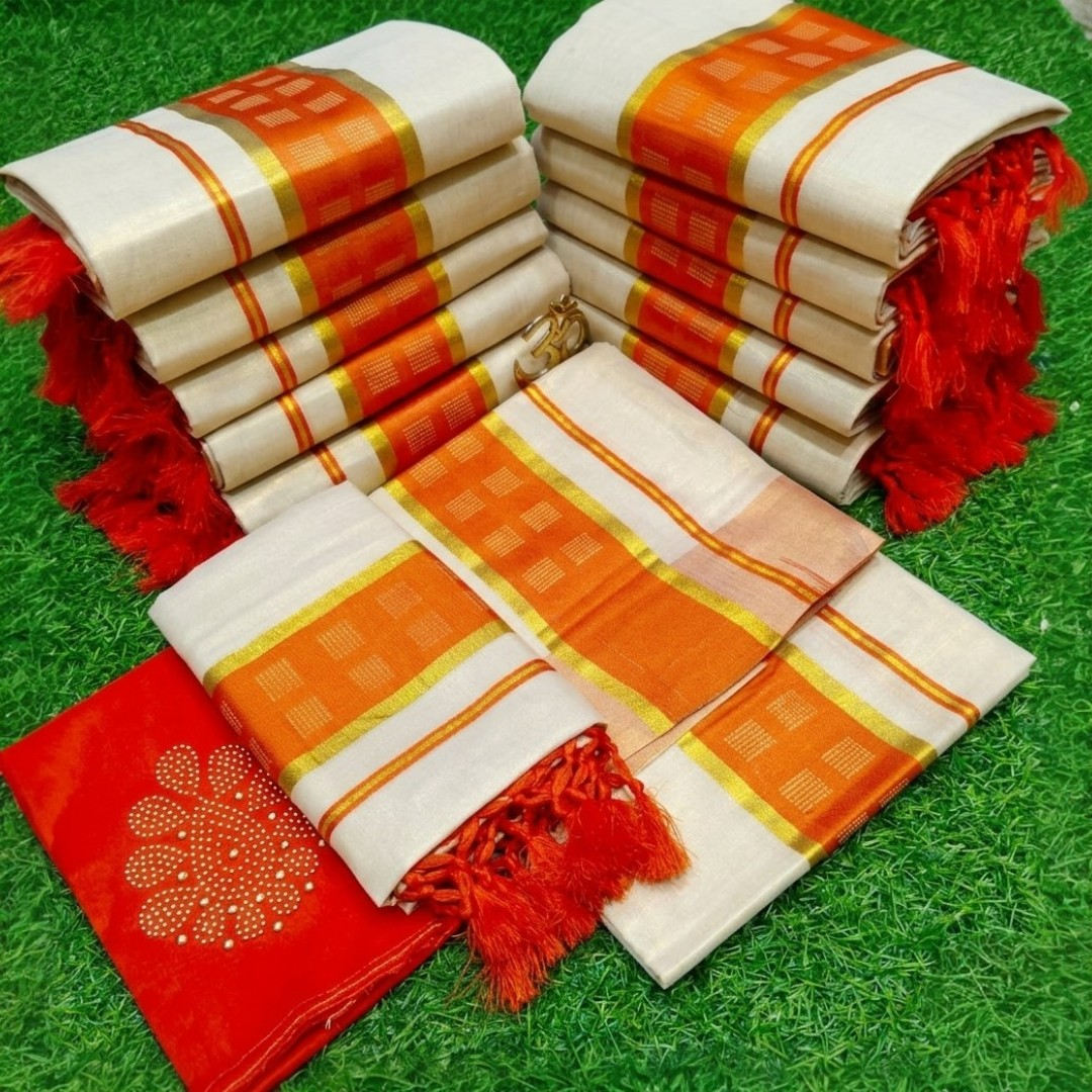 Tissue silk set mundu ( Delivery in 20-25 working Days)