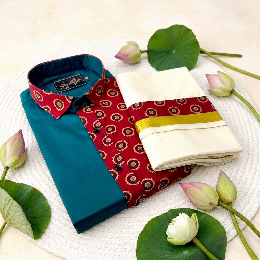 Men's Cotton Printed Shirt and Dhoti