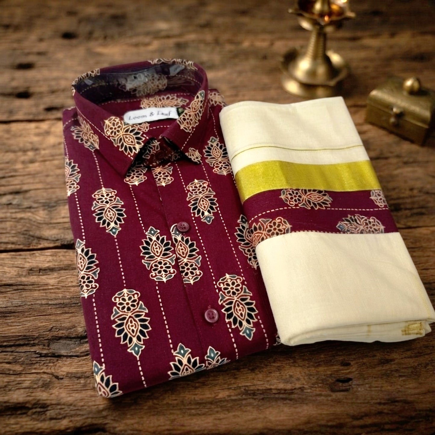 Men's Printed Shirt and Dhoti (Delivery in 15-18 days )