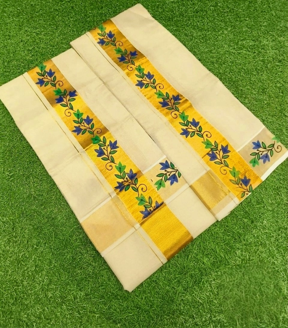 Kerala Tissue Silk Set Mundu(Delivery in 3-5 days )