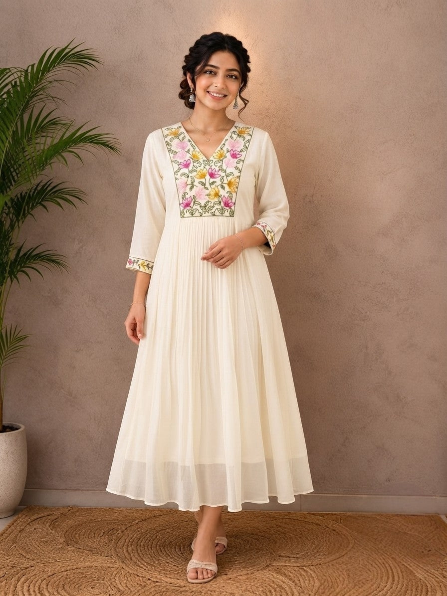 Mul chanderi silk kurti ,(Delivery in 12 to 18 days