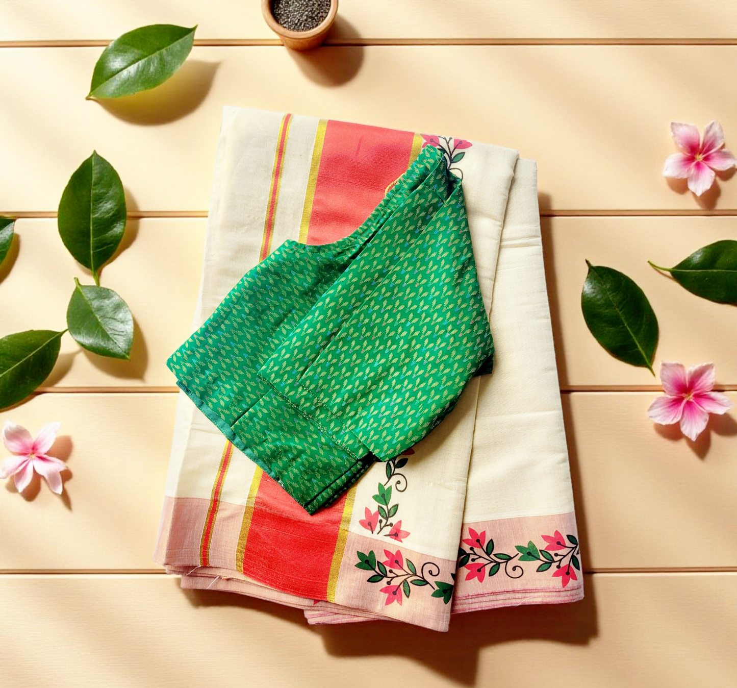 Set saree with stitched blouse (Delivery in 3 -5 days )