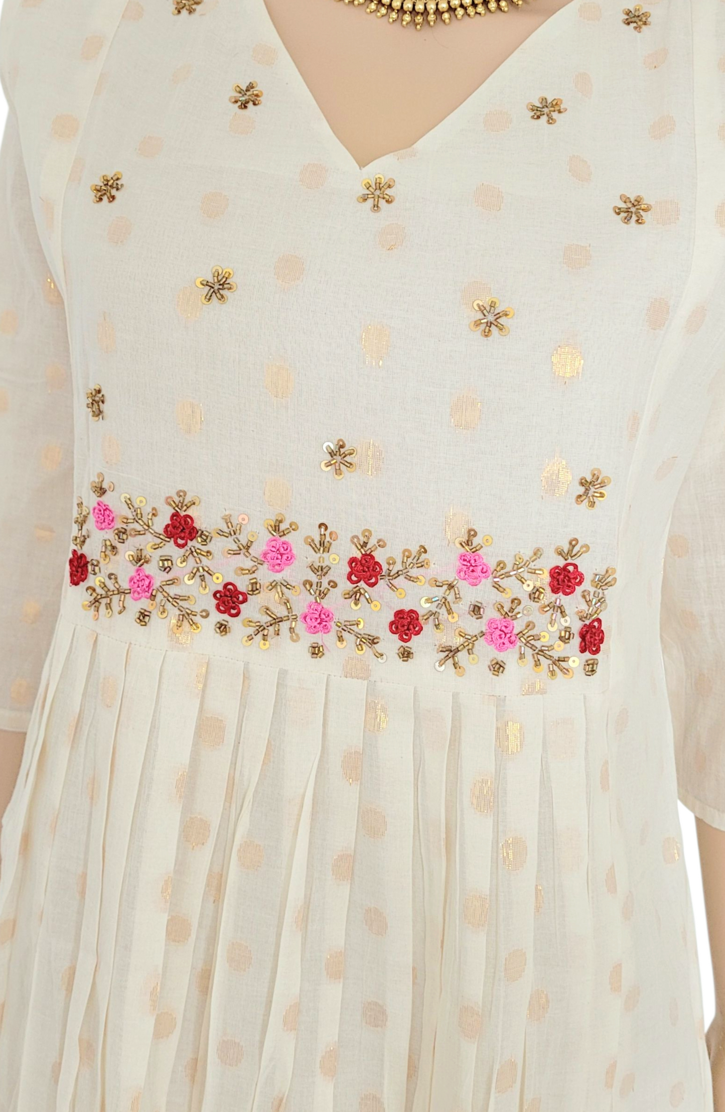 Traditional onam special handwork kurti (Delivery in 3 to 5 days )