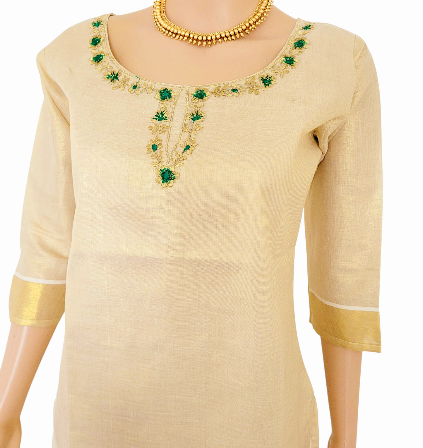 Tissue silk kurti with embroidery work (Delivery in 3-5 days )