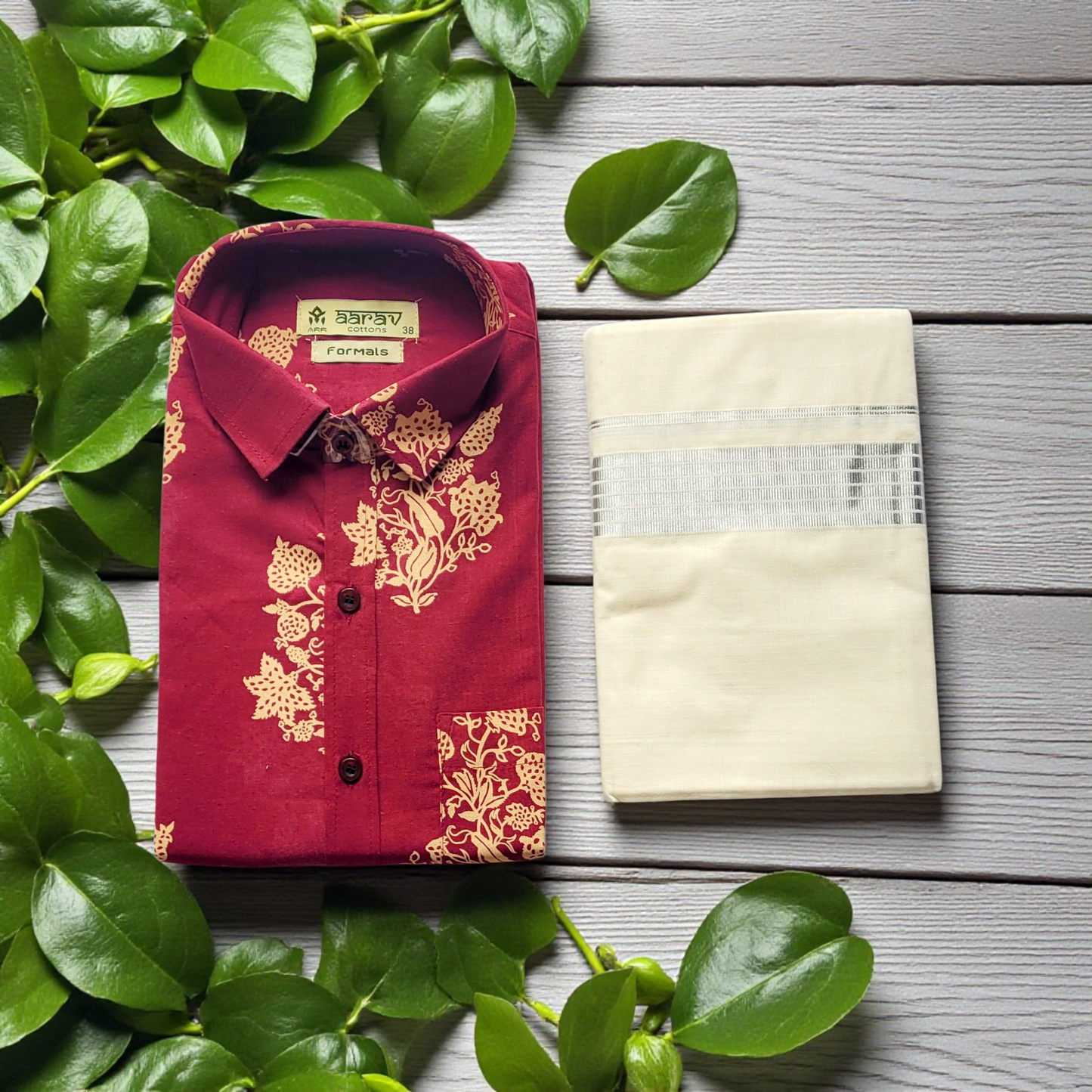 Men's Printed shirt and Dhoti (Delivery in 3-5 days )