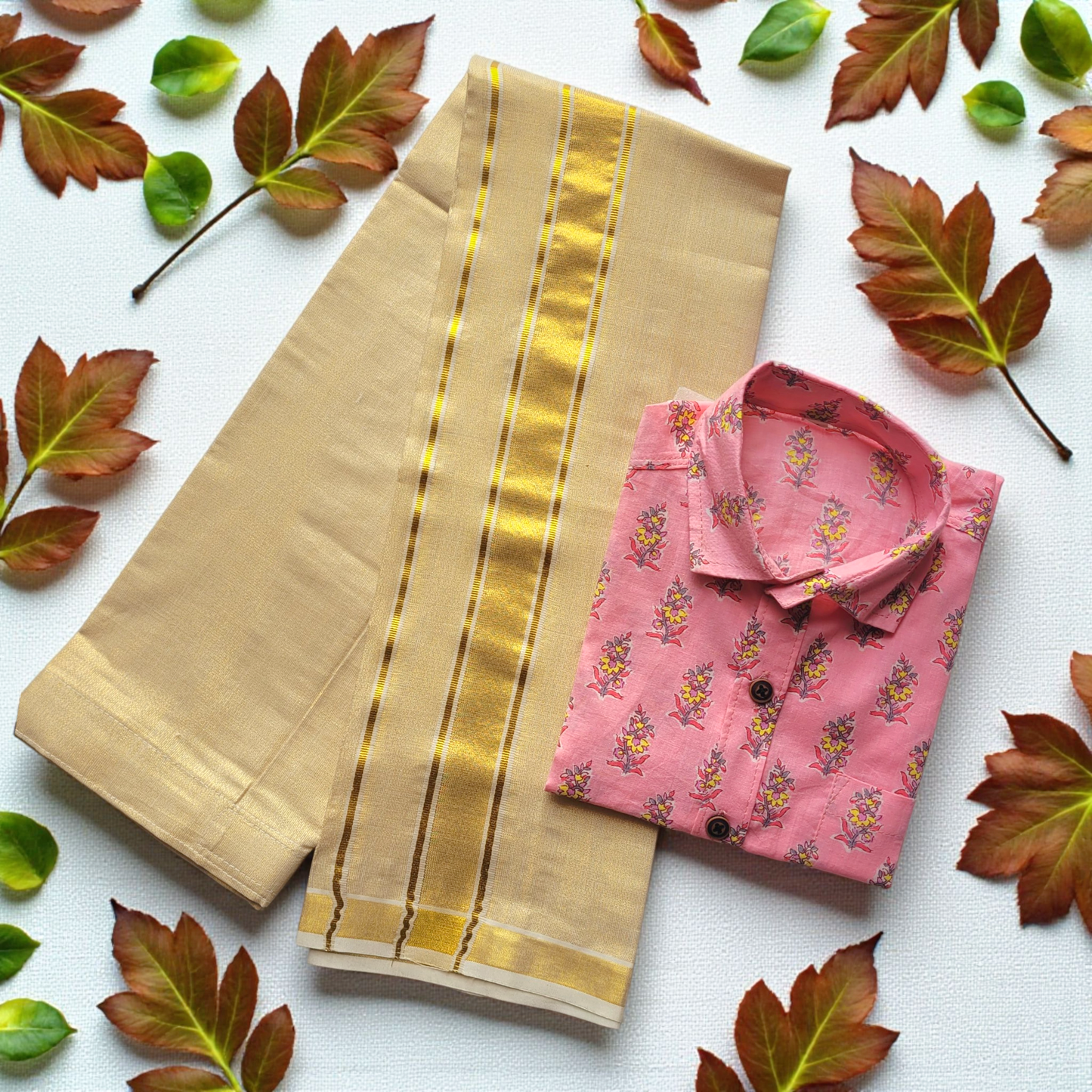 Kids boys printed cotton shirt nd dhoti (Delivery in 2-4 days )