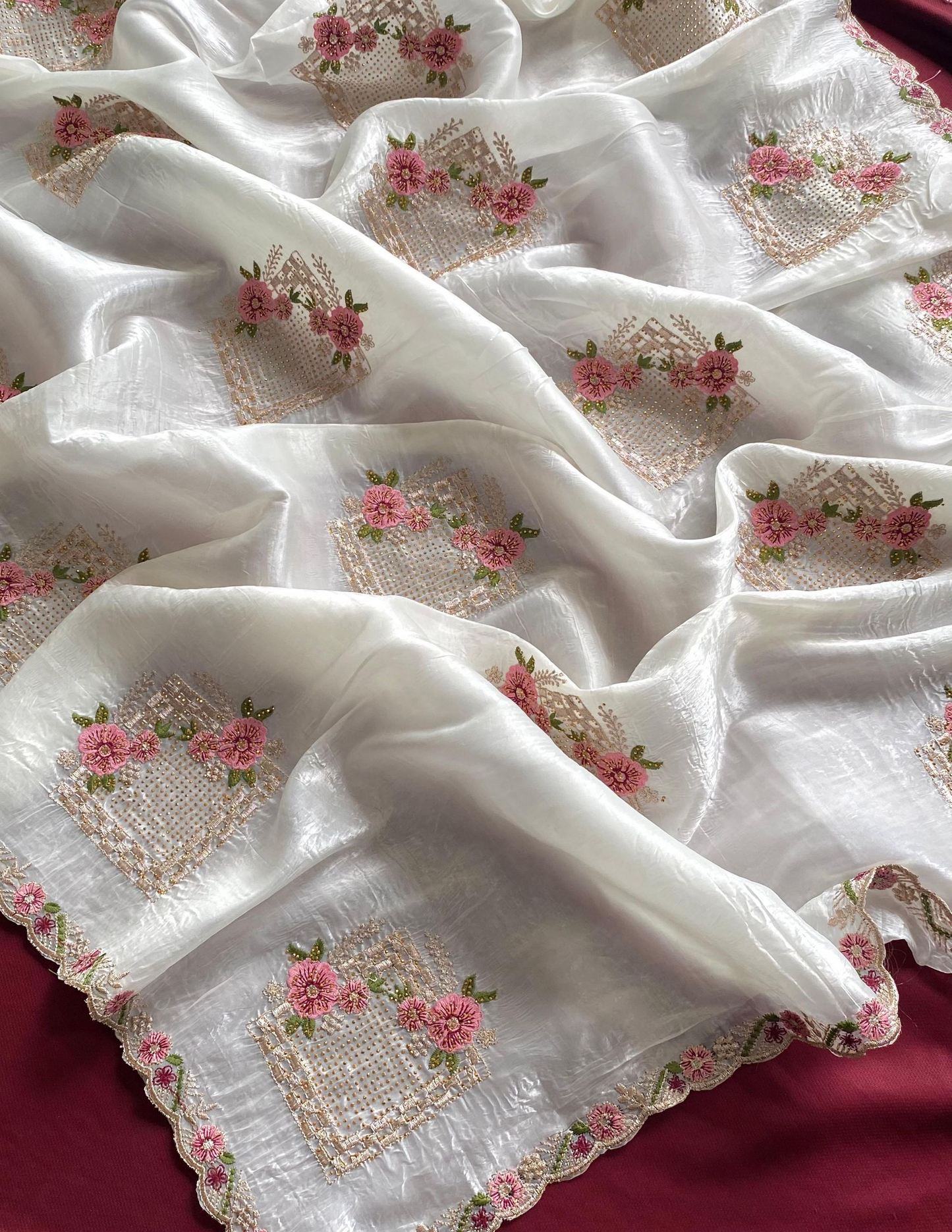 Paper silk saree with banarasi blouse (Delivery in 20-25 working days )
