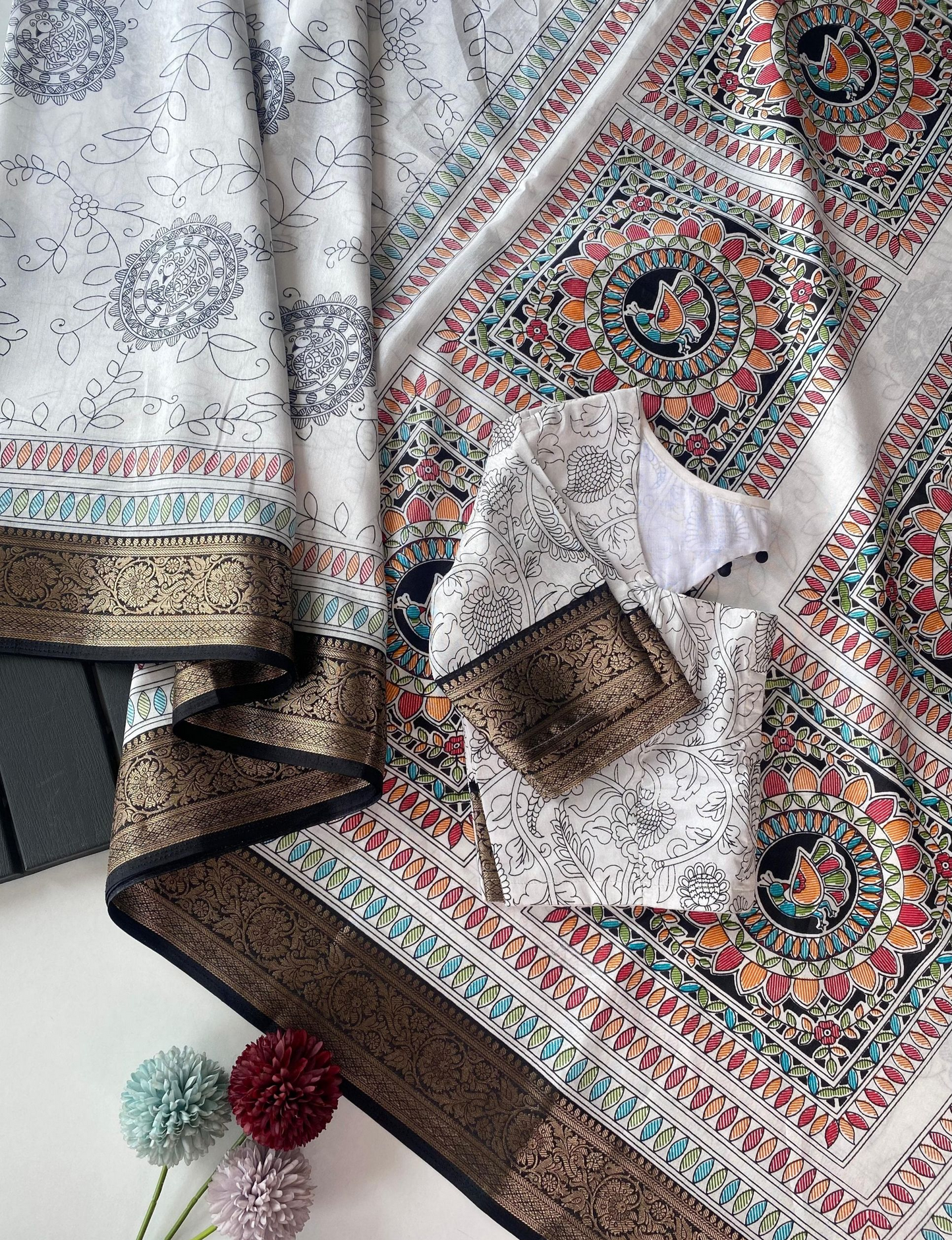 Dola Silk saree with stitched blouse (Delivery in 20-25 working days )