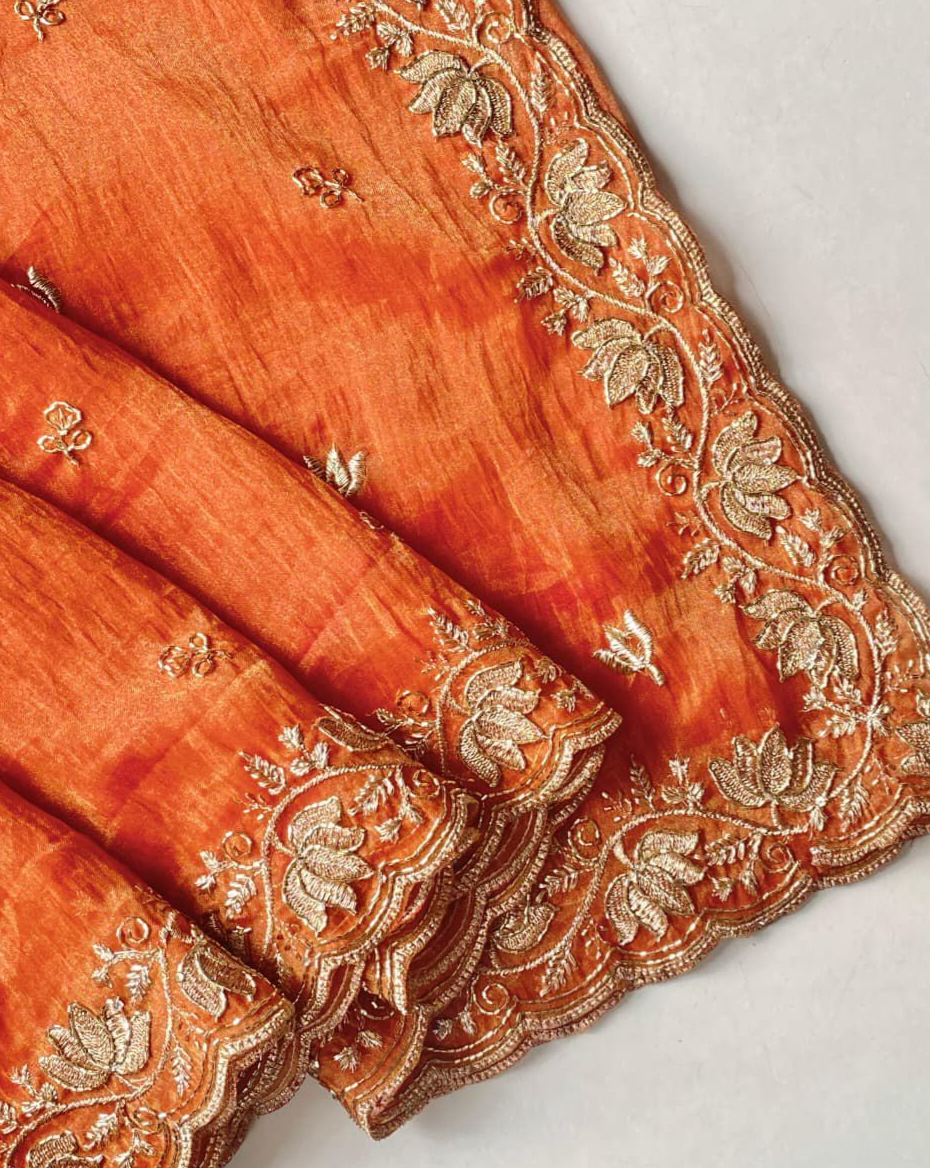 Premium Tissue silk saree with stitched blouse (Delivery in 15 to 20 days )