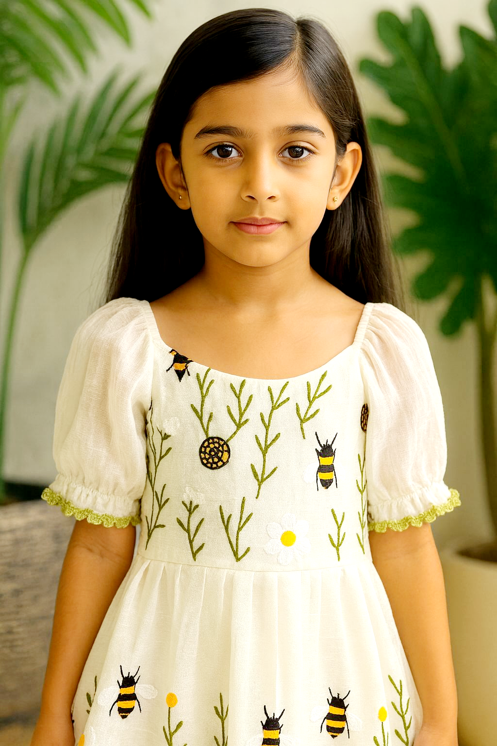 Kids Girls Off -White Flared onam dress(Delivery in 10 - 12 days )