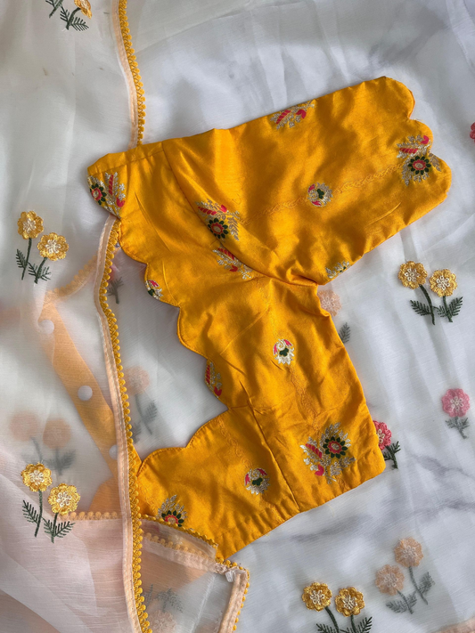 Chiffon Organza saree with stitched blouse (Delivery in 25 to 30days )