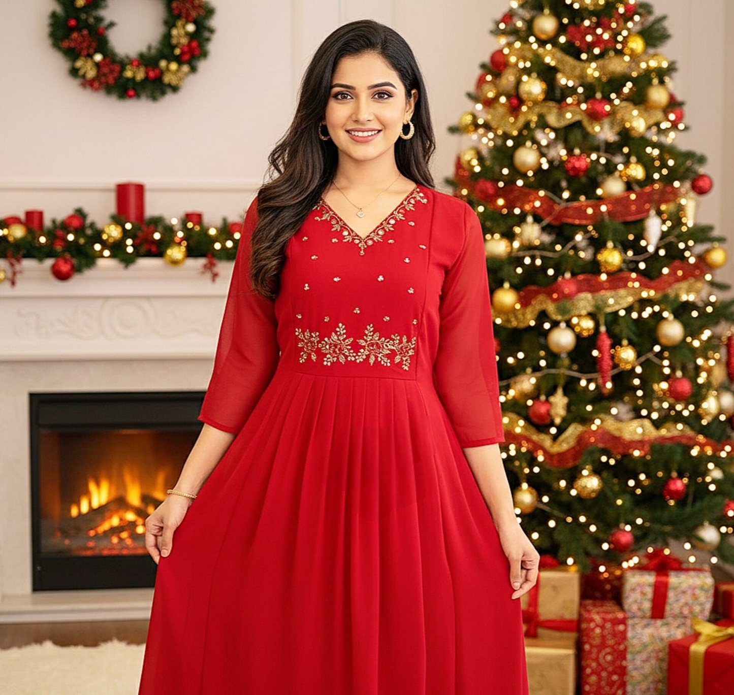 Pre order Christmas kurti (Delivery in 18-23 working days)
