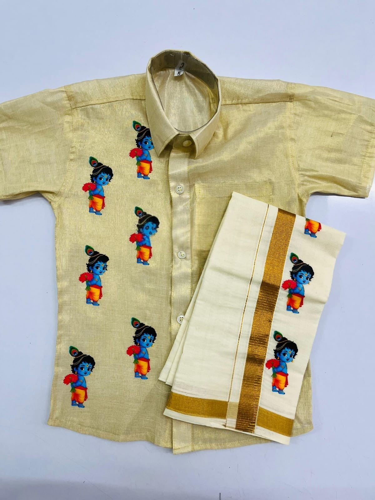 Pre Order: Slub Silk shirt and Dhoti For Boys