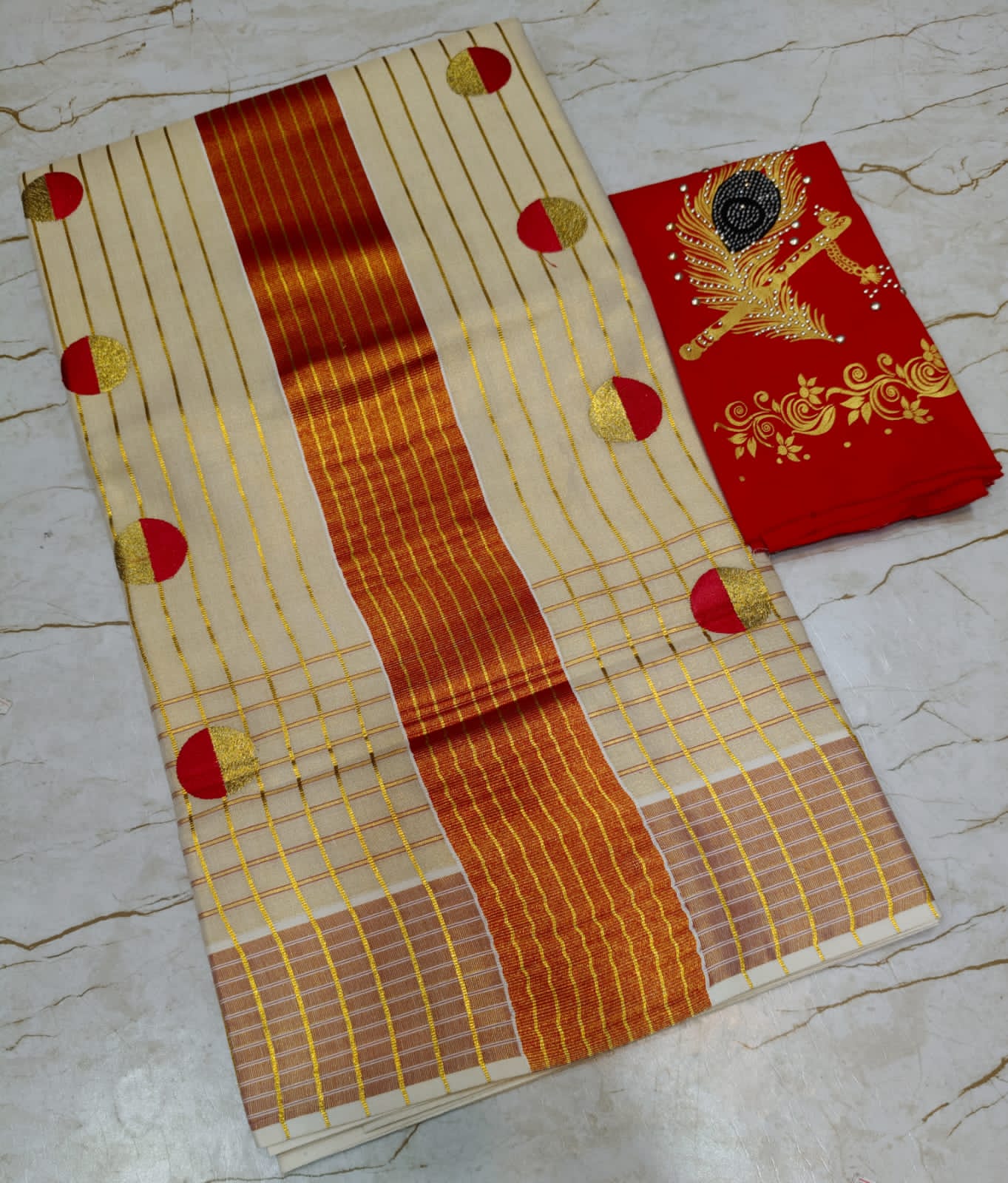 Onam Ready to wear set saree (Delivery in 23-25 days )