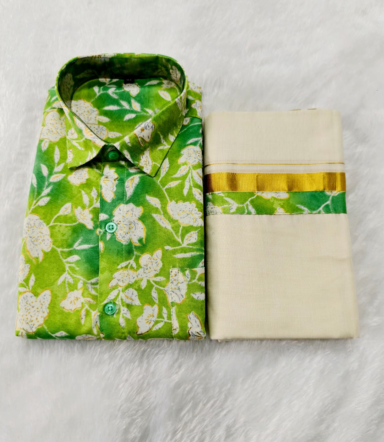 Pre Order: Men's Cotton Printed shirt and Dhoti