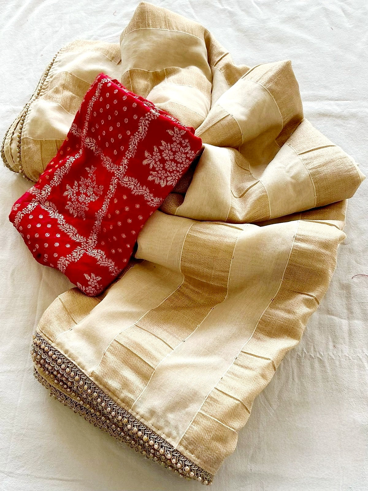 Chanderi silk saree with stitched blouse (Delivery in 18-24 days )