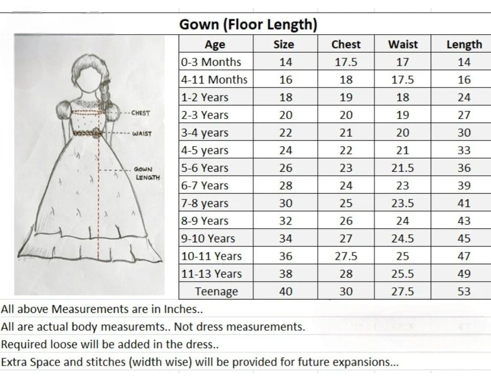 Kids Girls Gown Pre order