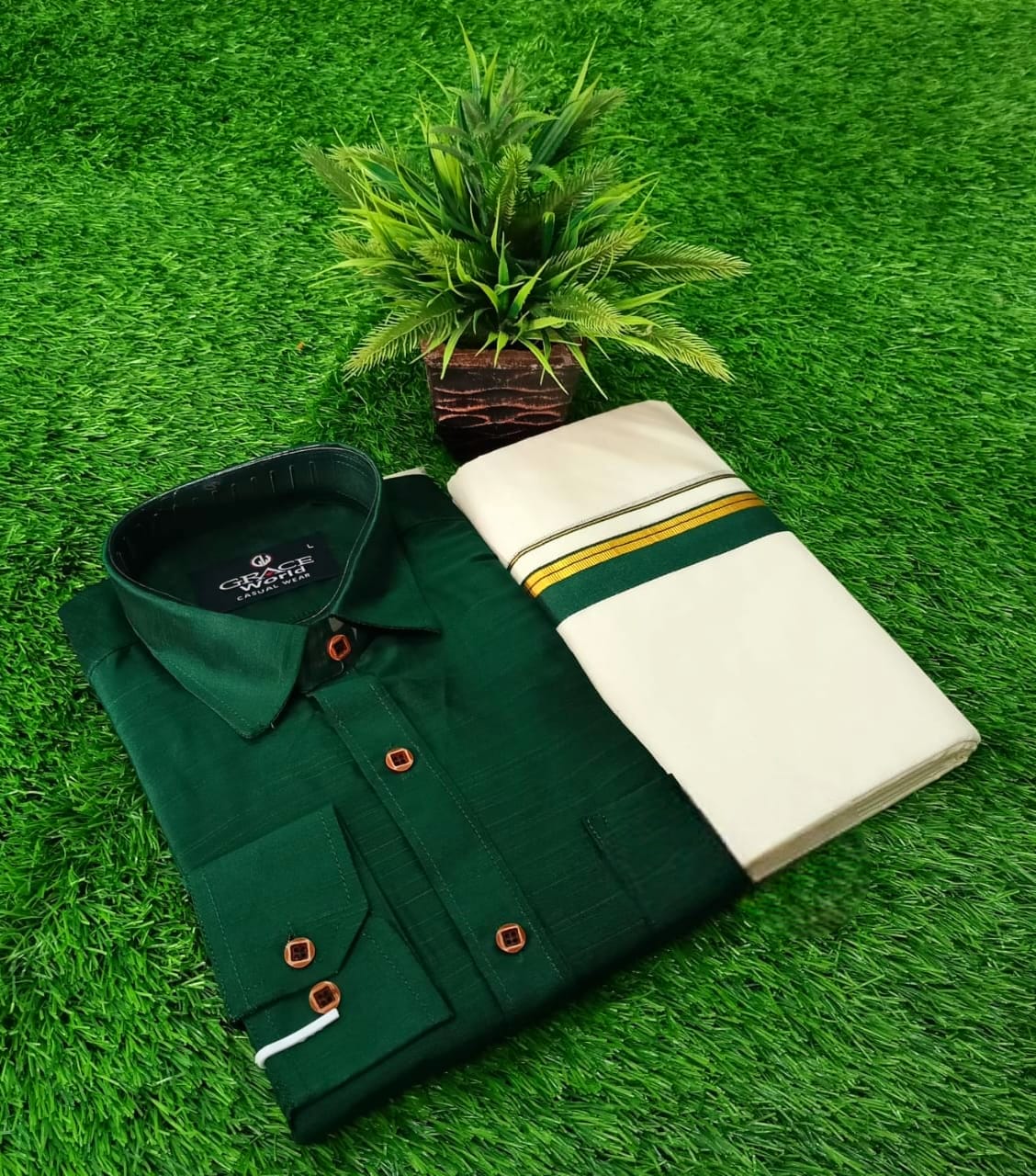 Men's Slub Silk - Shirt and Dhoti(Delivery in 3 to 5 days )