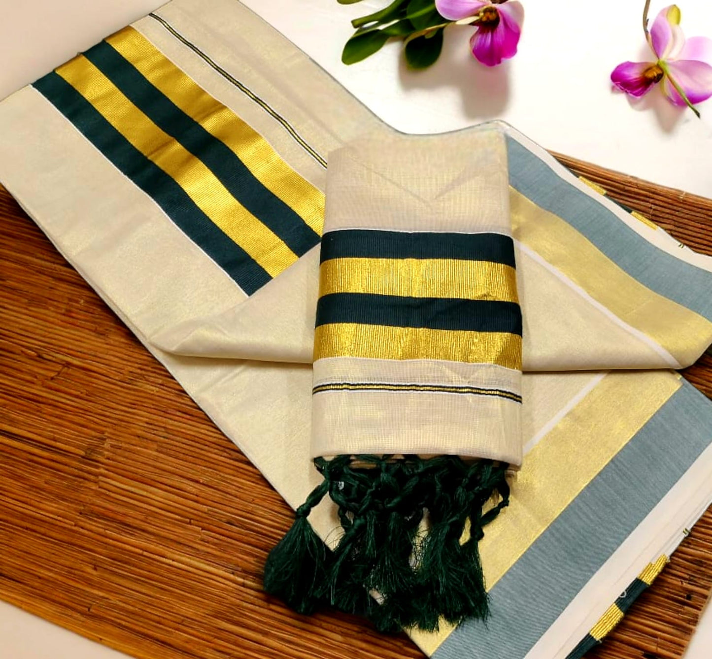 Pre Order: Kerala Tissue Silk Set Mundu