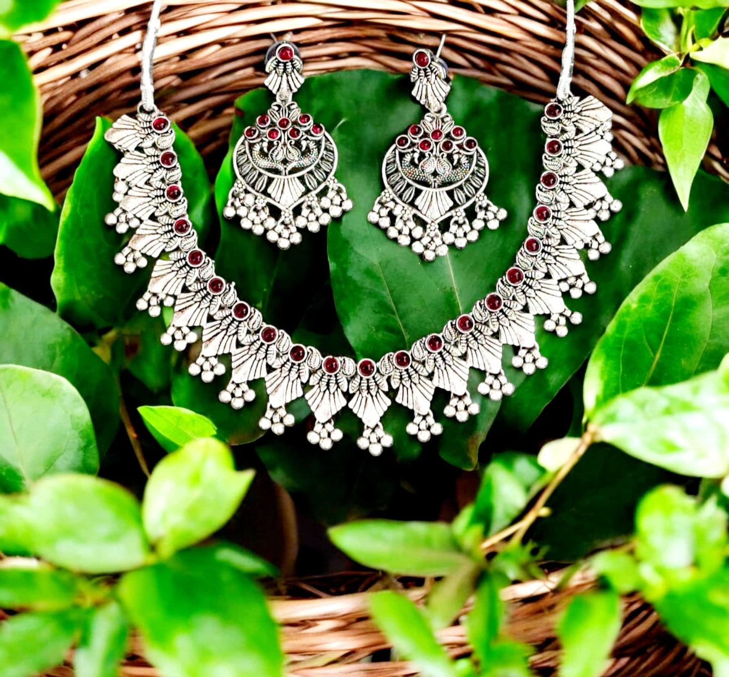 Oxidised Silver Necklace Set