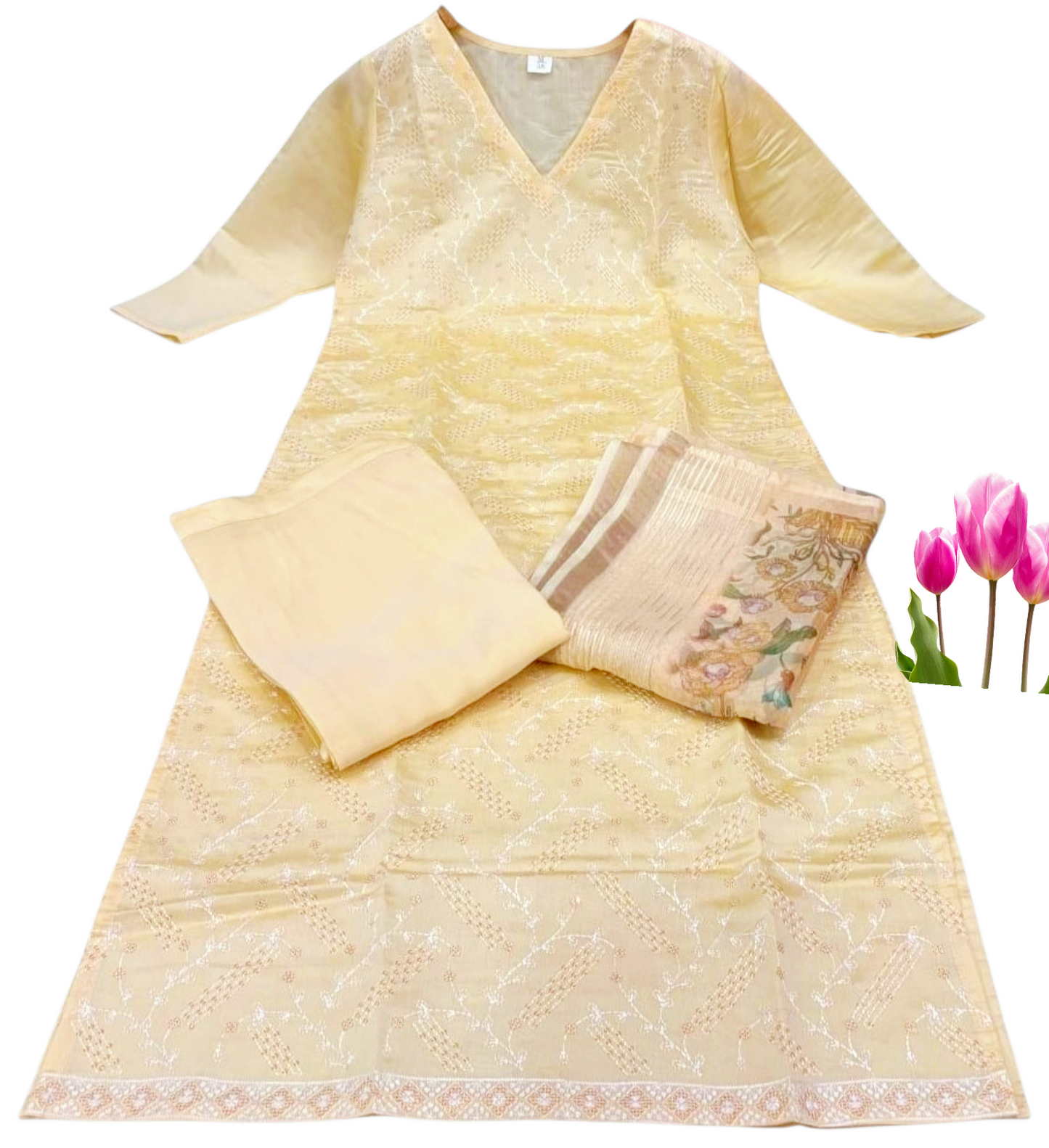 Silk kurti with pant and Duppatta pre order