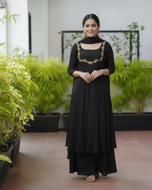 Beautiful Georgette set with palazzo pant (Delivery in 15-21days )