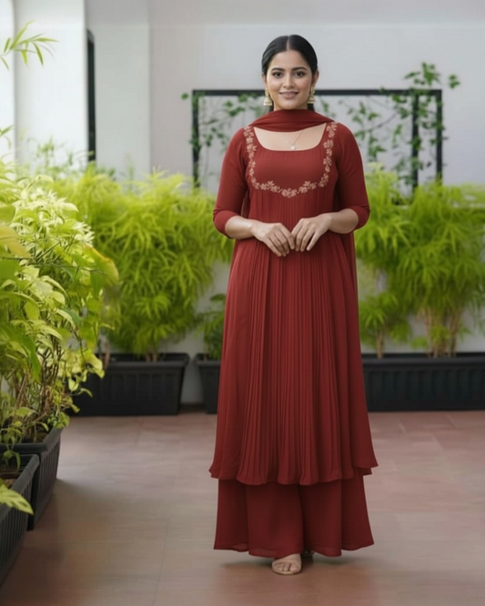 Beautiful Georgette set with palazzo pant (Delivery in 15-21 working days )