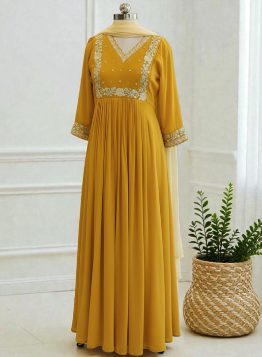 Designer Georgette Gown (Delivery in 25-28working Days)