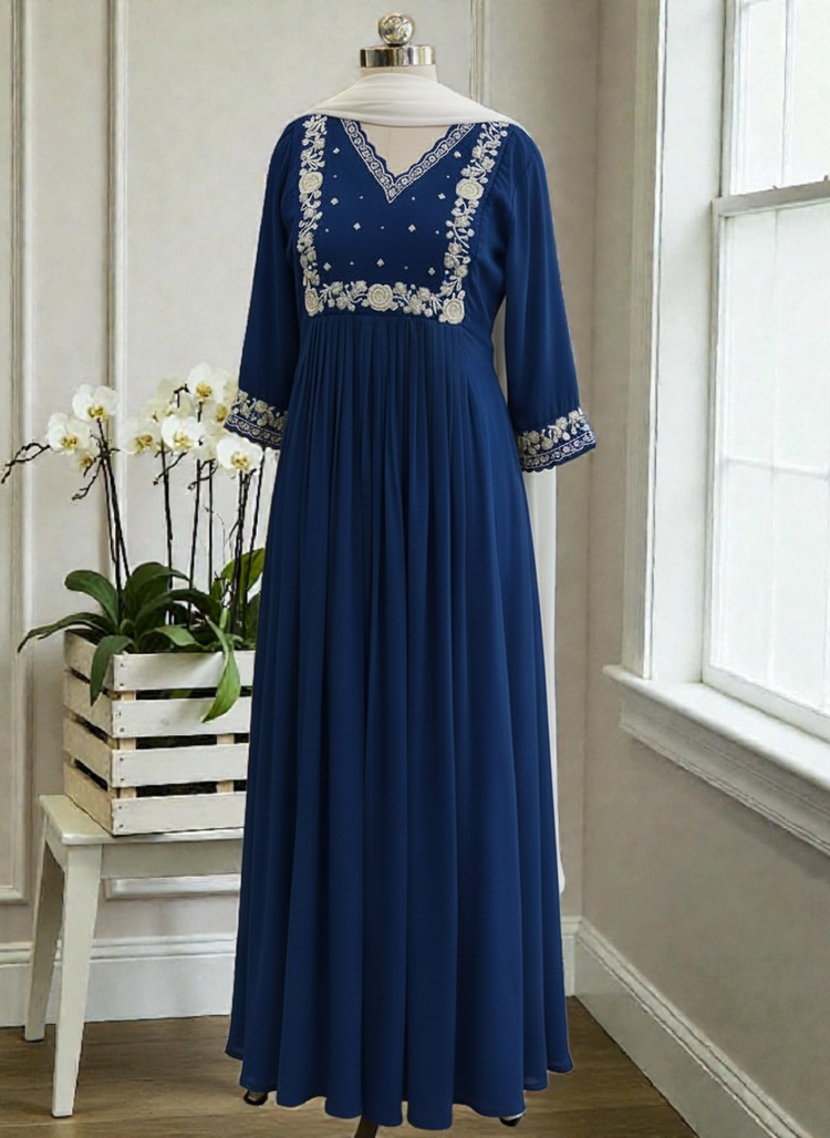 Designer Georgette Gown (Delivery in 25-28working days )