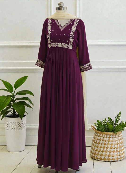 Designer Georgette Gown (Delivery in 25-28  working Days)