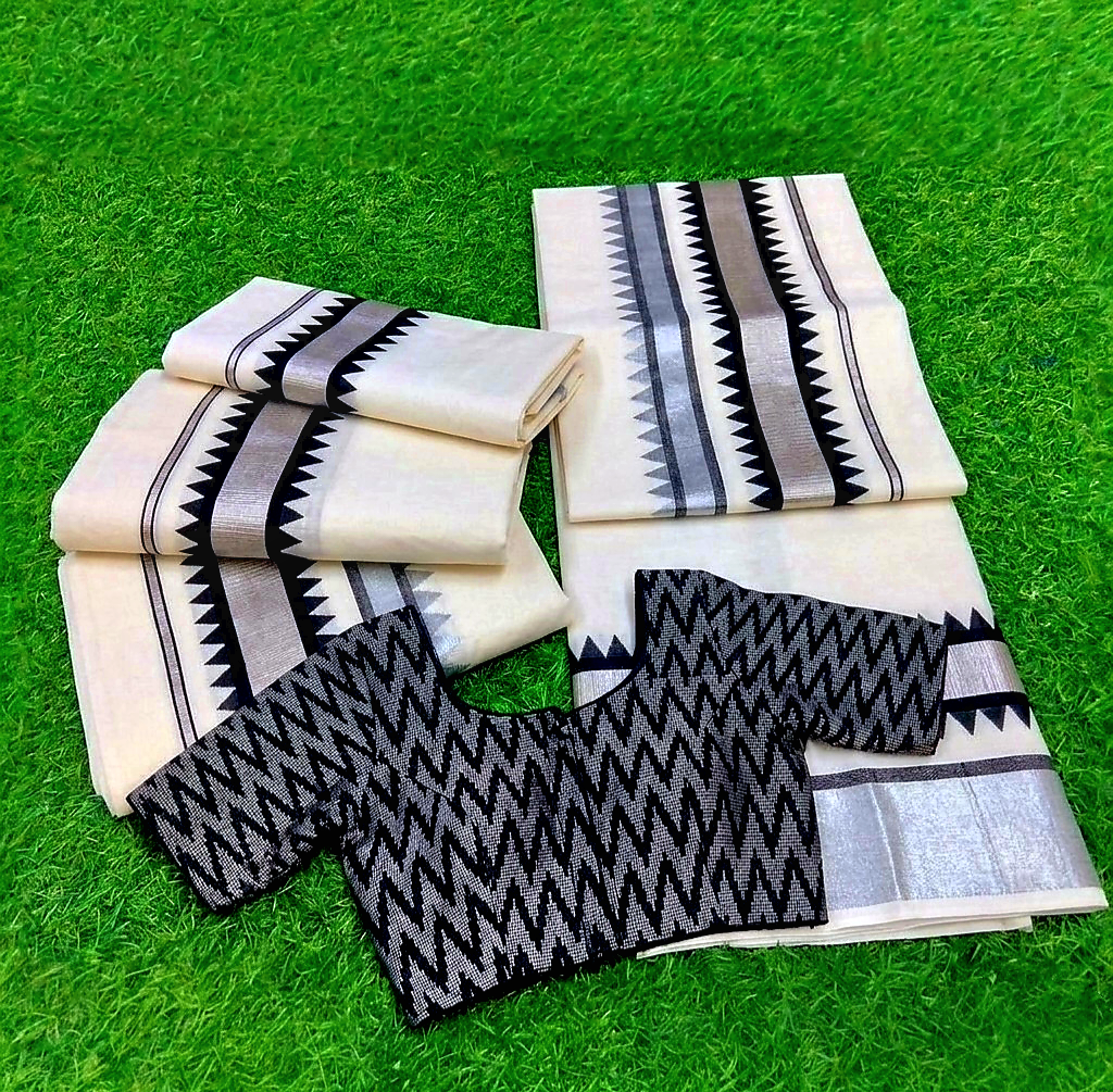 Beautiful cotton Setmundu with Stitched blouse (Delivery in 20-25 days )