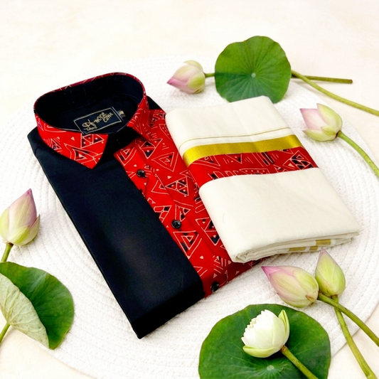 Men'S cotton Printed Shirt and Dhoti