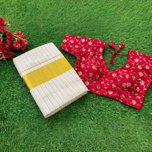 set saree with stitched blouse (Delivery in 20-25 working Days)