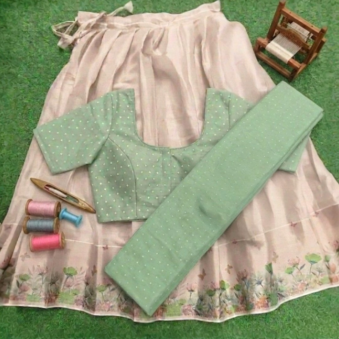 Beautiful Stitched Dhavani set (Delivery in 25-30 working days)