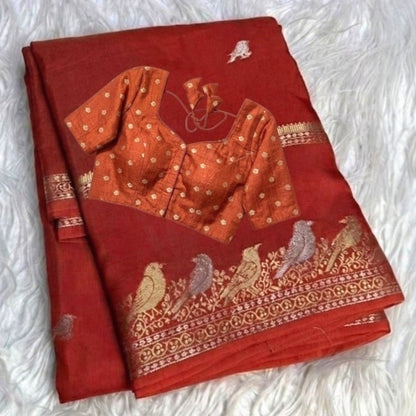 Semi silk Saree with Stitched blouse (Delivery in 23 -28 days )