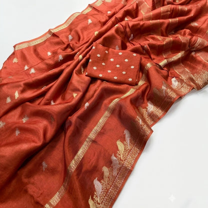 Semi silk Saree with Stitched blouse (Delivery in 23 -28 days )