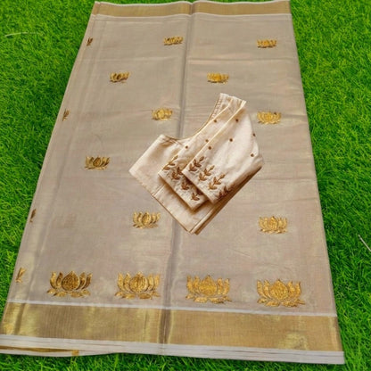 Tissue silk set saree with blouse (Delivery in 23 -27 days )