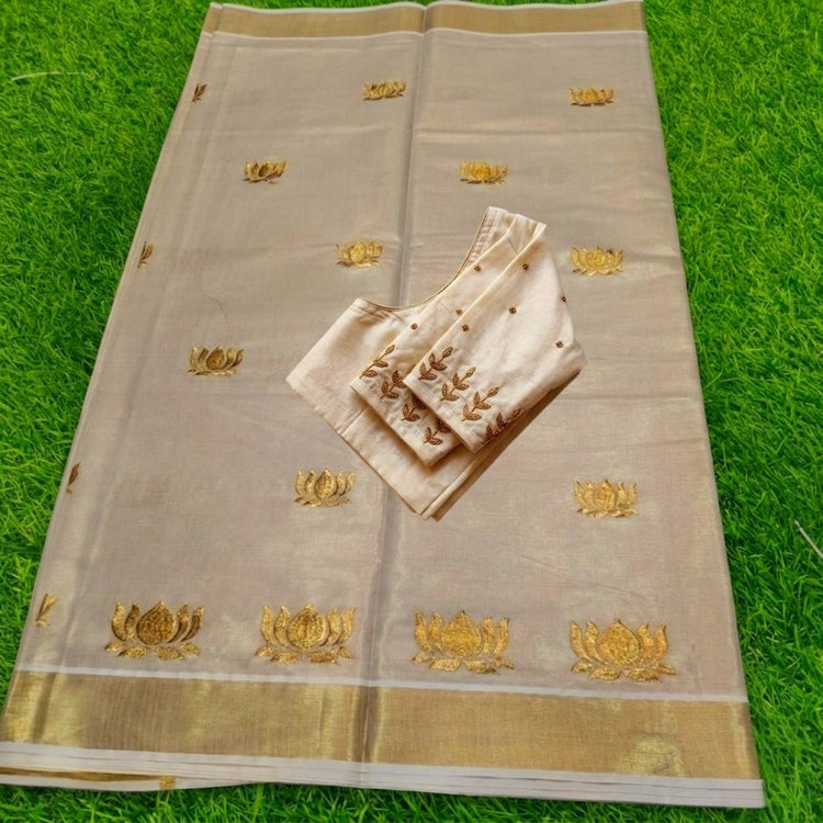 Tissue silk set saree with blouse (Delivery in 23 -27 days )