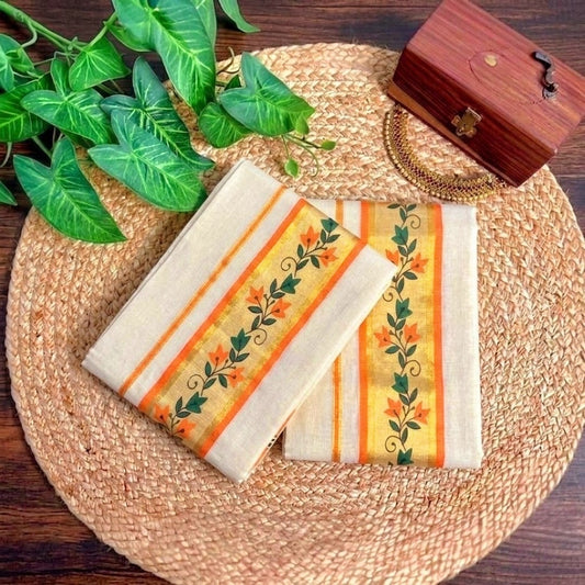 Tissue  silk set mundu (Delivery in 2 -5 days )
