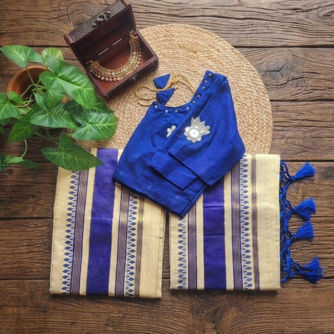 Set mundu with blouse (Delivery in 2 -6days )