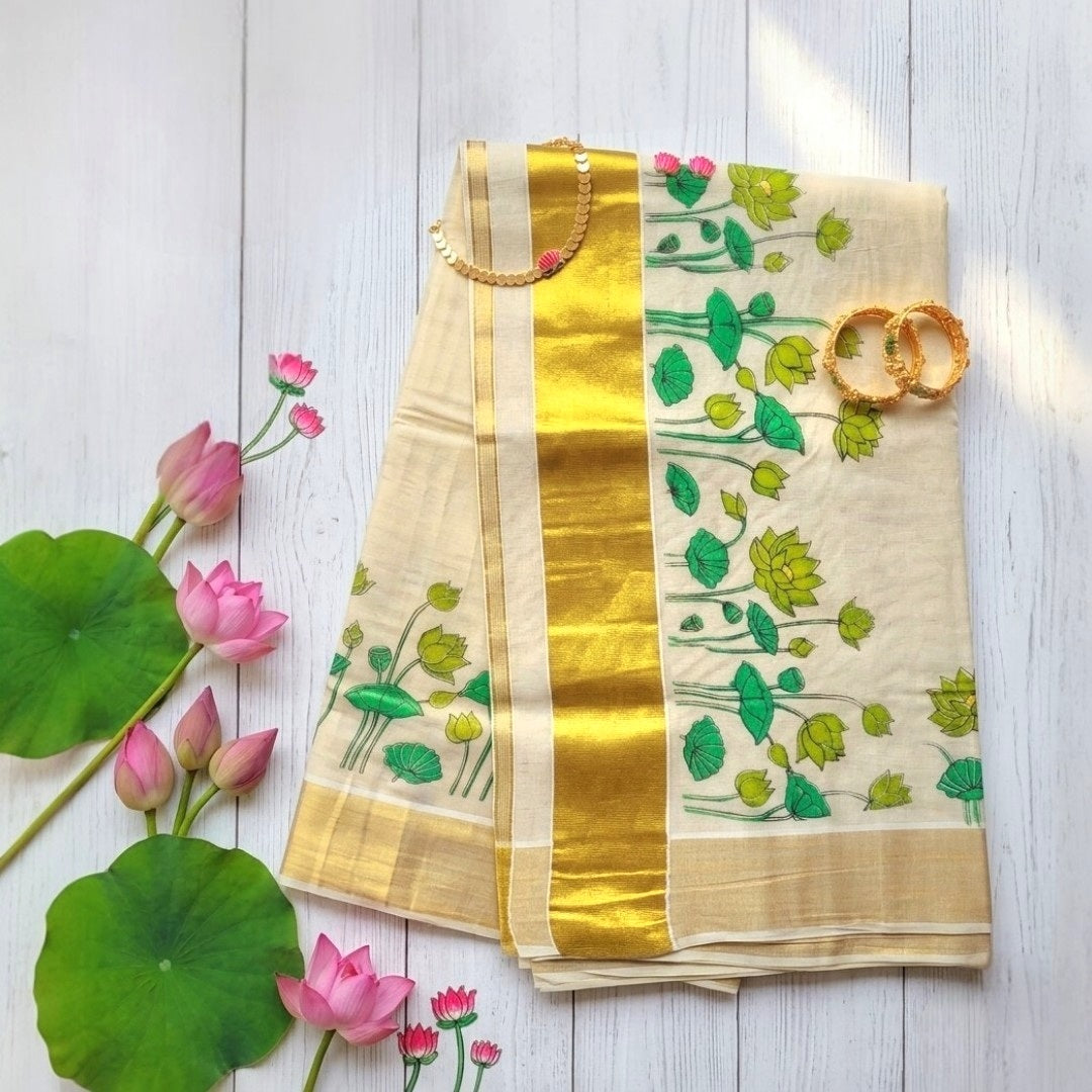 Kerala Traditional Tissue Silk saree (Delivery in 3 -6 days )