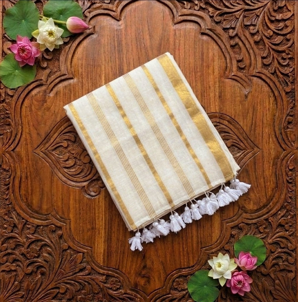 Pre Order: Men's Cotton Printed -shirt and Dhoti with matching mulcotton saree