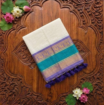 Pre Order: Men's Cotton Printed shirt  and Dhoti with matching mulcotton saree i