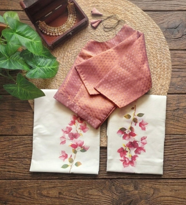 Beautiful set mundu with Stitched blouse (Delivery in 2-5 working days)