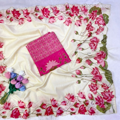 Beautiful Tebi silk saree with  stitched blouse