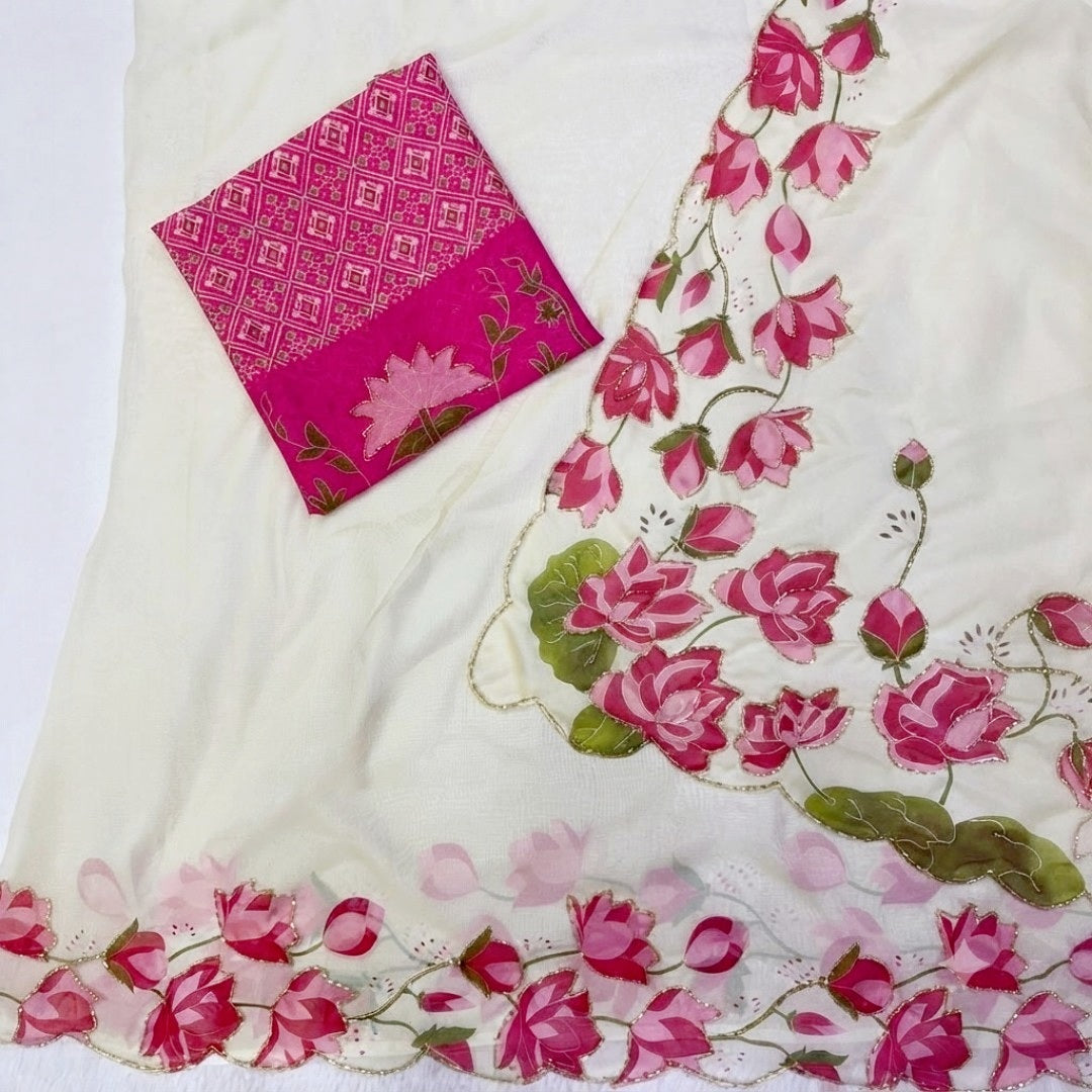 Beautiful Tebi silk saree with  stitched blouse