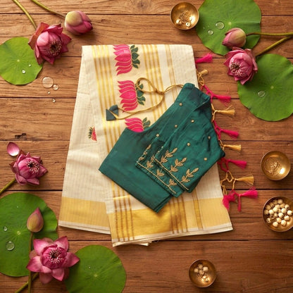 Set saree with stitched blouse (Delivery in 3-5days )