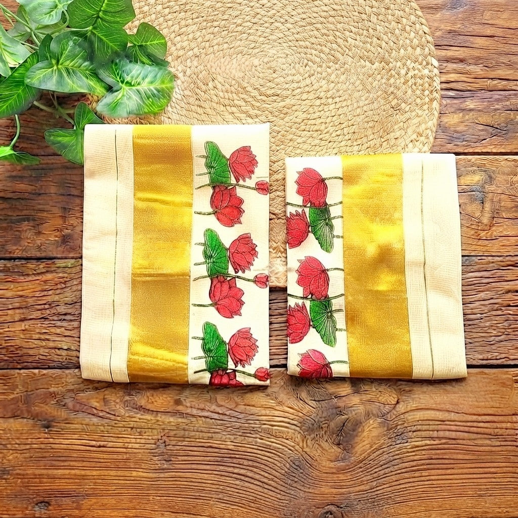 Kerala Tissue Silk Set Mundu (Delivery in 3-5 days )