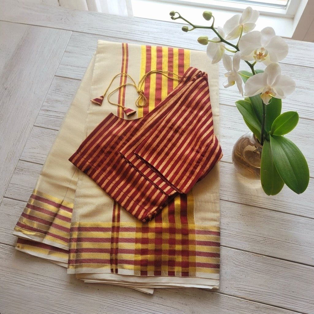 Tissue Silk Saree with Stitched Blouse(Delivery in 3-5 days)