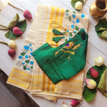 Setsaree with Stitched blouse(Delivery in 3-5days )